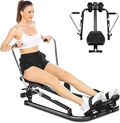 

Machines for Home Use, Foldable Rowers with 12 Level Smooth Hydraulic Resistance,&LCD Monitor, Max 250lb Weight Capacity and