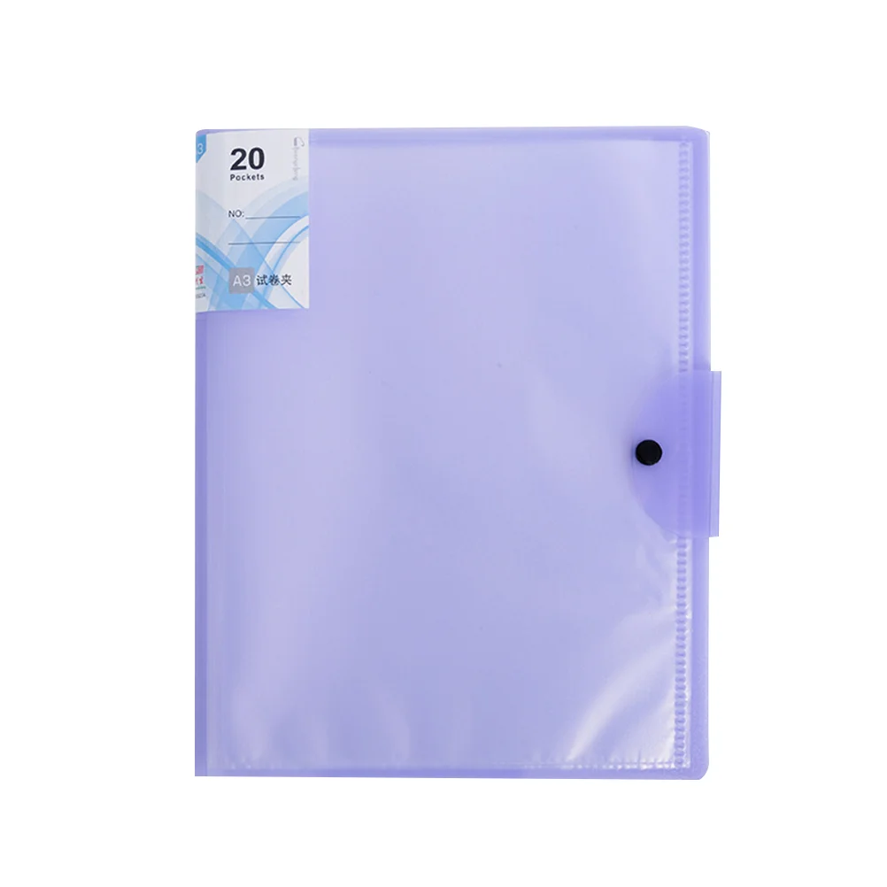 

20 Pages Paper Folders Report Binder Files Organizer Purple Examination Holder Cover Student