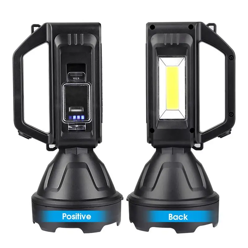 usb solar rechargeable flashlight phone charger super bright led portable spotlights life waterproof searchlight cob lamp free global shipping