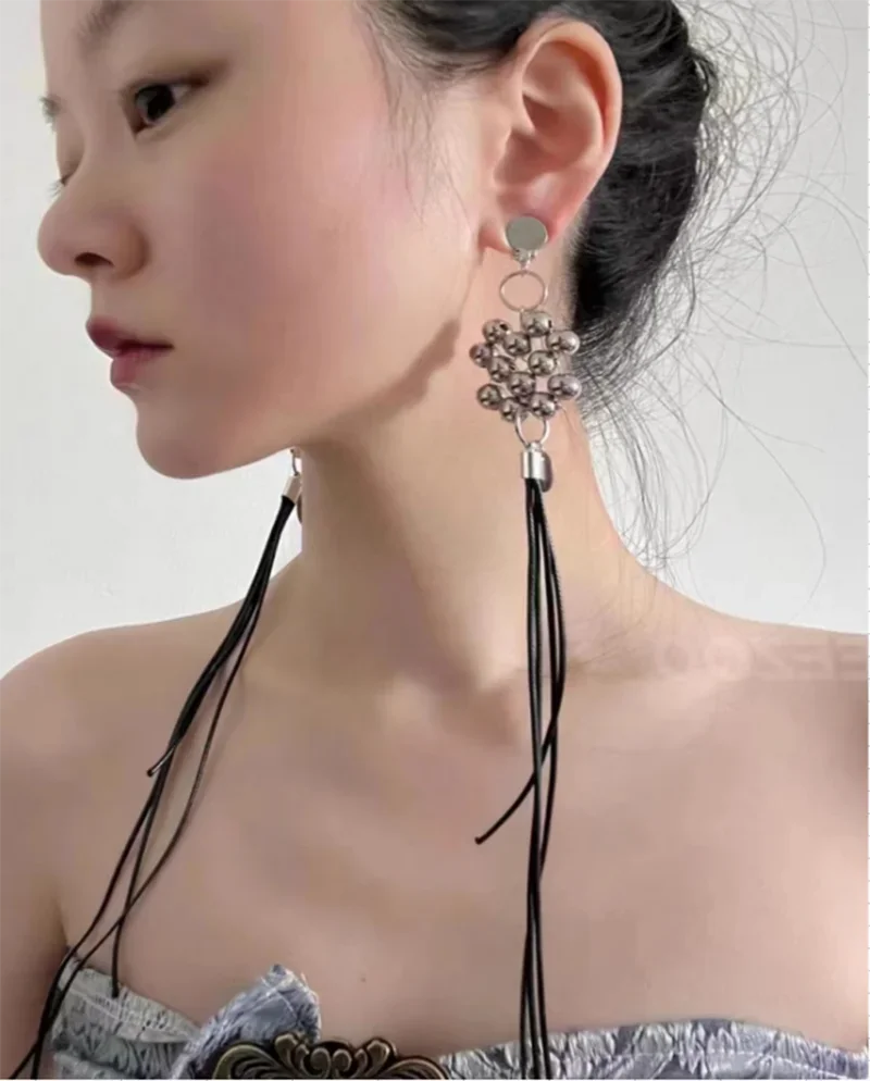 

Leather Tassel Earrings Wax Rope Chain Earrings