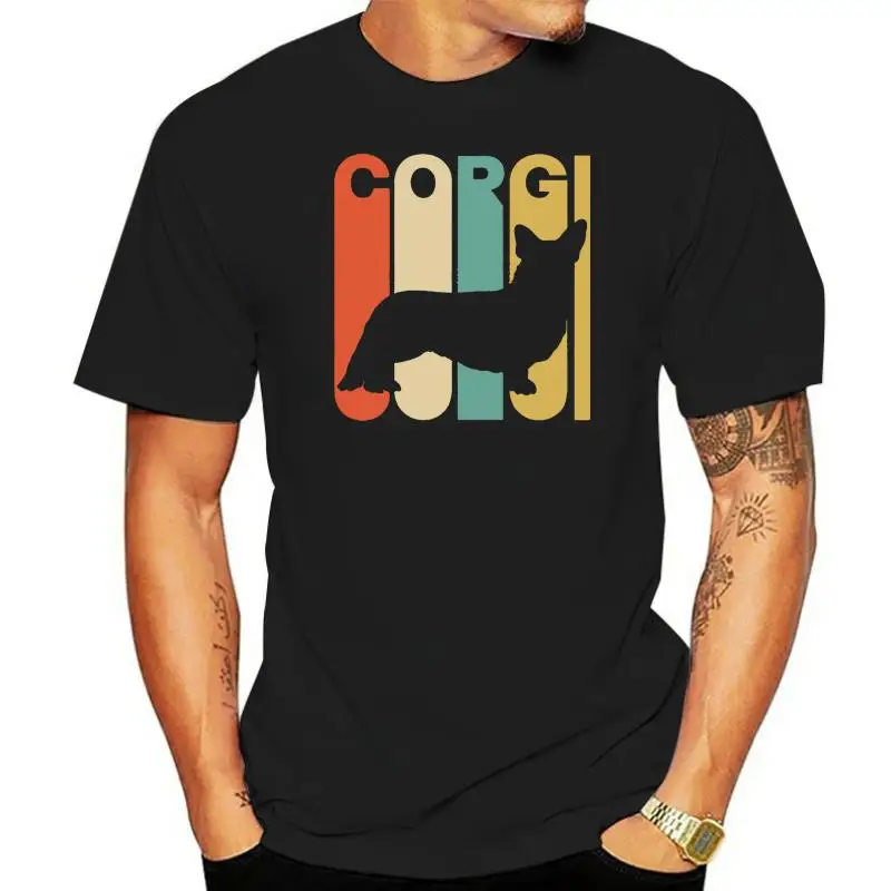 

New Fashion man T shirt short sleeve cotton T Shirts vintage style Corgi silhouette t-shirt