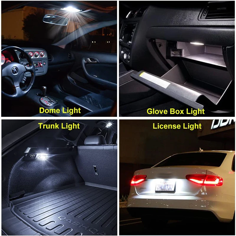 4x Car T10 W5W LED Bulb Interior Instrunment Light 12V Auto Dome Reading License Plate Trunk Luggage Lamp 5W5 Super Bright White |