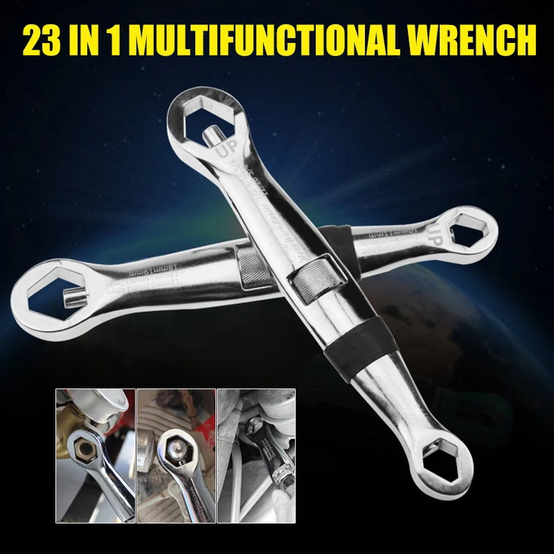 

Multi-function Wrench 23 in 1 Flexible Type Wrench 4-19mm Adjustable Hand Tool Non-slip Multi-function Car Appliance Repair NW