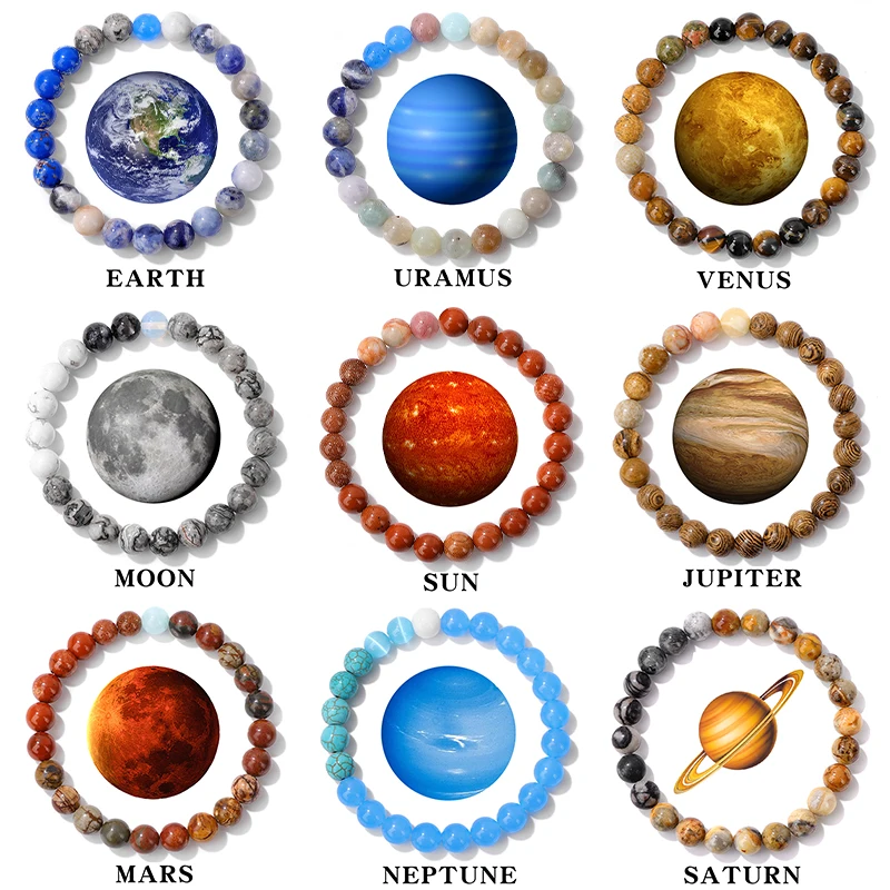 Браслет женский из натурального камня изящный браслет с изображением Вселенной