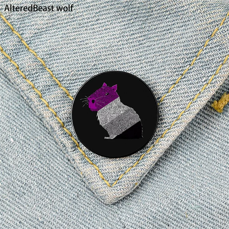 

Asexual Pride Capybara Printed Pin Custom Funny Brooches Shirt Lapel Bag Cute Badge Cartoon enamel pins for Lover Girl Friends