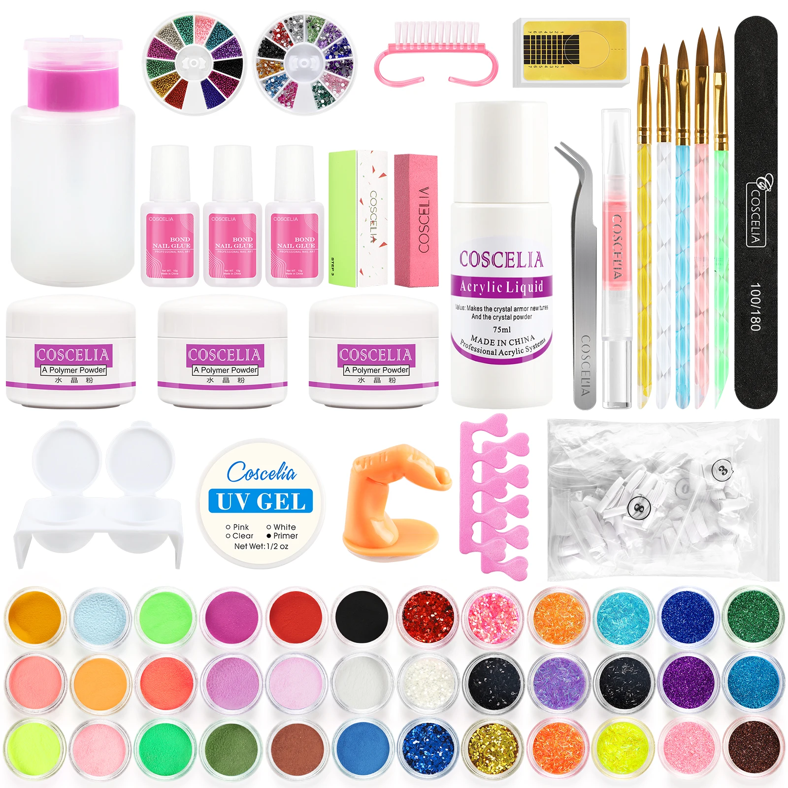 

3 Acrylic Powders and Liquid Monomer Manicure Set for Nail Supplies