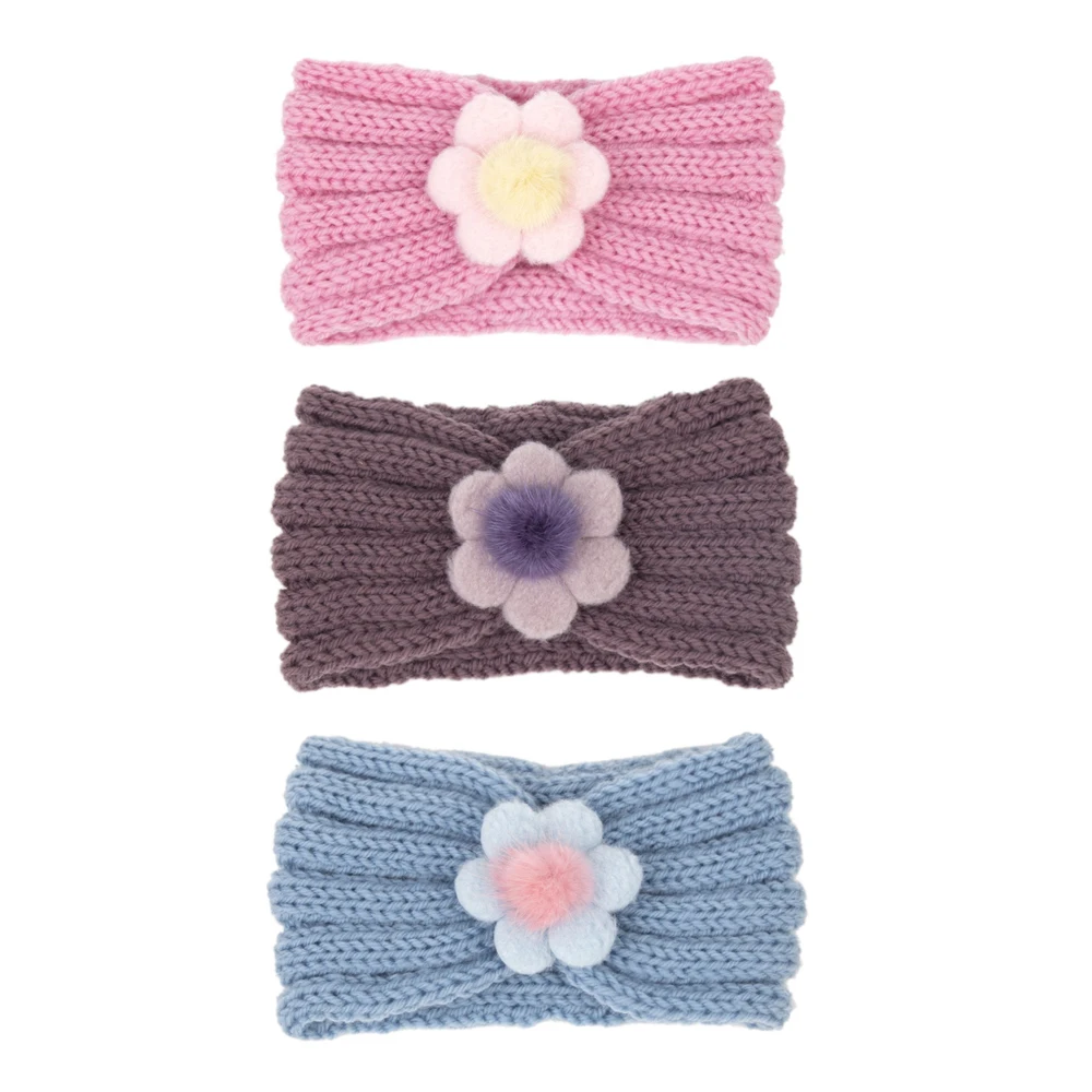 

Повязка на голову детская с милыми цветами, широкий вязаный тюрбан из шерсти, аксессуары для детской вечеринки