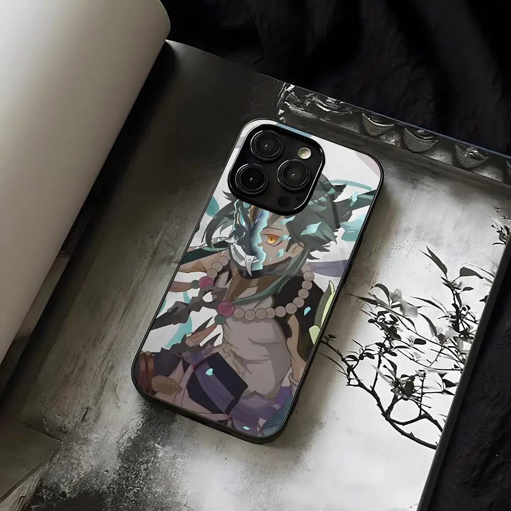 Чехол для телефона Genshin Xiao из закаленного стекла IPhone 13 14 12 15 11 Plus Pro XS Max Mini X XR 8 7 6s