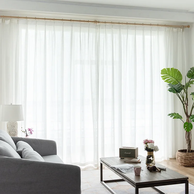 

White Cotton and Linen Sheer Nordic Simple Style for Living Room Study Room Bedroom