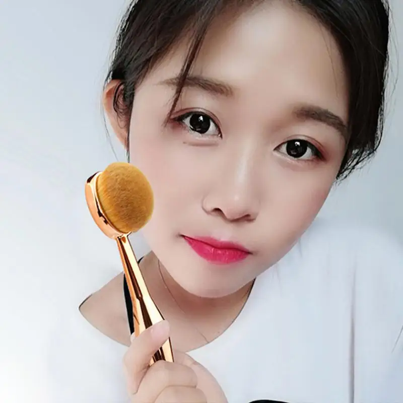 

1PC Single Makeup Brushes Foundation Brush Rose Gold Curved Silk BB Cream Powder Professional Make Up Brush Tool
