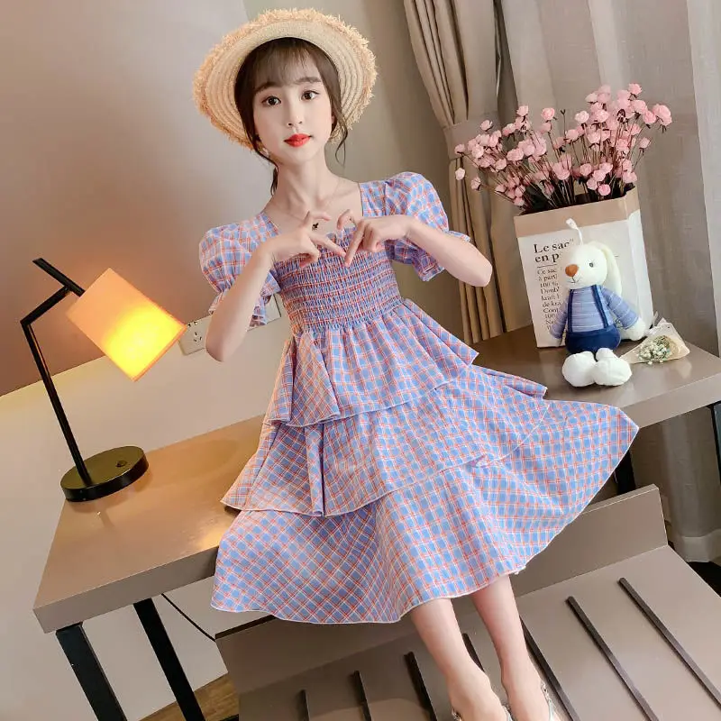 Платье детское летнее с облегающими манжетами на возраст 9 лет - купить по