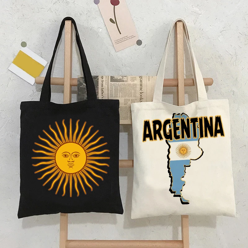 

Холщовая Сумка с флагом Аргентины, многоразовая сумка для покупок, большая сумка-тоут, сумка-шоппер, сумки, эко-сумка