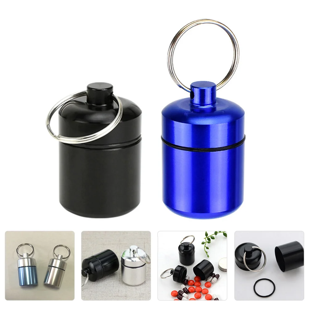

Box Keychain Holder Case Organizer Container Daily Bottle Metal Day Cute Outdoor Bottles Storage Portable Keyring Jar
