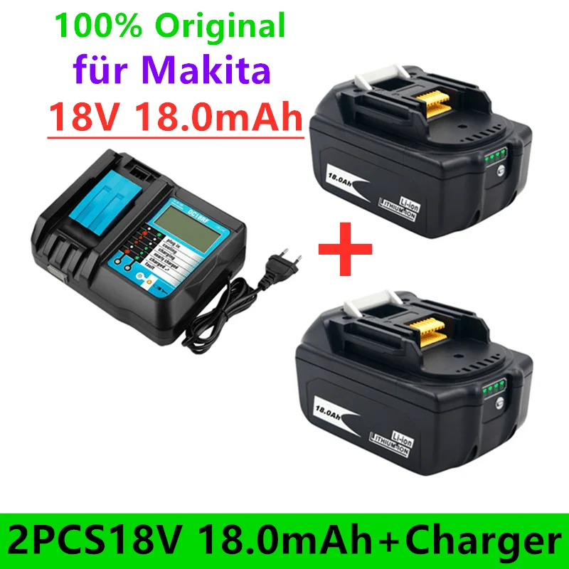 

100% BL1860 Rechargeable Battery 18 V 18000mAh Lithium ion for Makita 18v Battery BL1840 BL1850 BL1830 BL1860B LXT 400+Charger