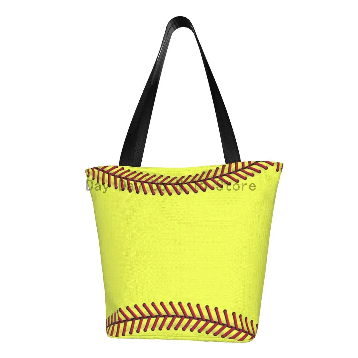 

Cute Printing Double Softball Shopping Tote Bag Washable Canvas Shopper Shoulder Handbag