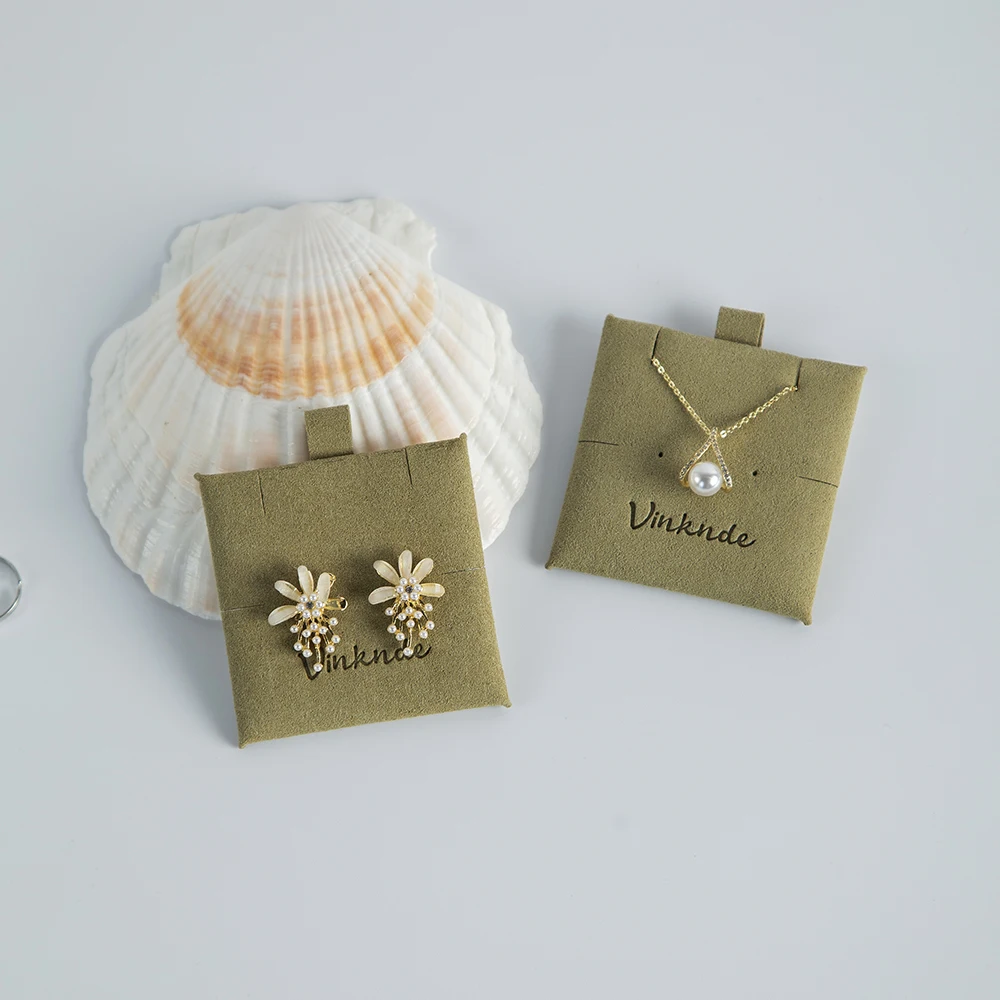 100pcs/lot Paper Microfiber Display Hold Cards Earrings Necklaces Storage  Custom Logo DIY Jewelry Package Card Wedding Favor