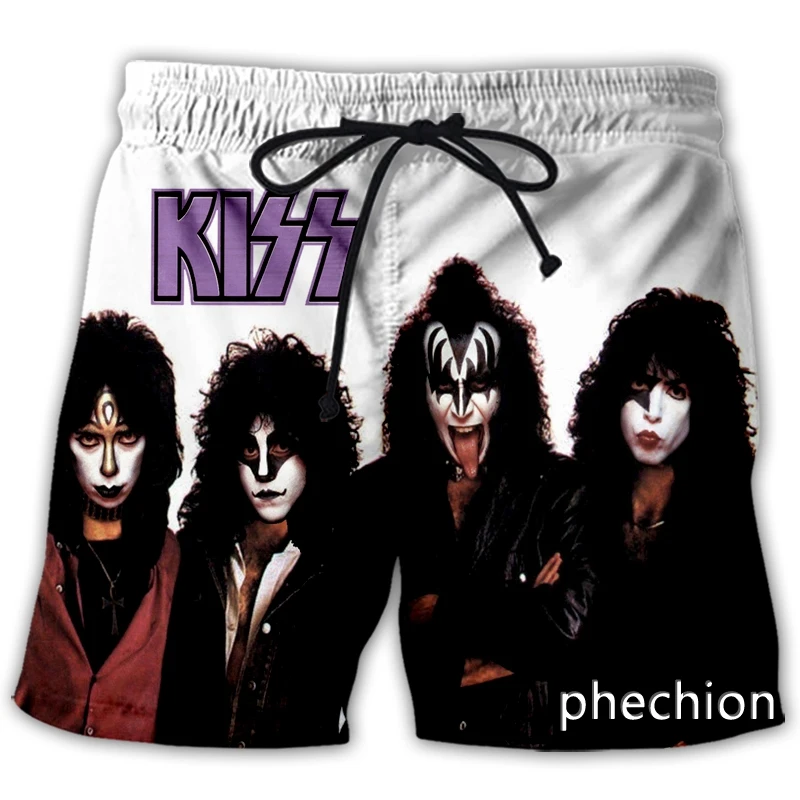 

phechion New Men/Women Kiss Band 3D Printed Casual Shorts Fashion Streetwear Men Loose Sporting Shorts A239