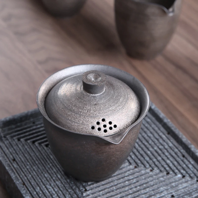 

Керамический горшок в японском стиле, Имитация меди, чайный набор, ручной керамический чайник в стиле ретро, чайная чаша кунг-фу, домашний чайный горшок