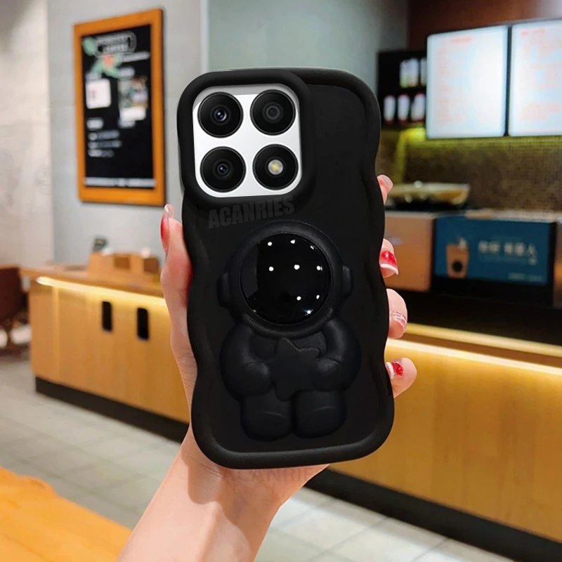 Honorx8 Держатель астронавта Волнистый силиконовый чехол для Huawei Honor X8 X8a X6 4g 5g X7 X7a X7b