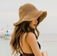 folding straw hat womens summer outing sun visor holiday cool hat seaside beach hat tide summer hats