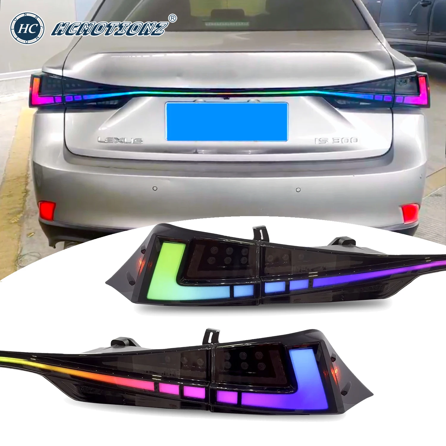 

HCMOTIONZ LED Tail Lights For Lexus IS 2014-2020 IS250 300 350 200t F 300h RGB Start UP Animation DRL Back Rear Lamps