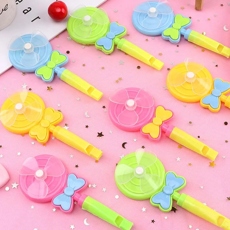 

1Pcs Baby Kids Windmill Toy Lollipop Shape Small Windmill Whistle Developmental Outdoor Handle Toys Pinwheel Wind Spinner