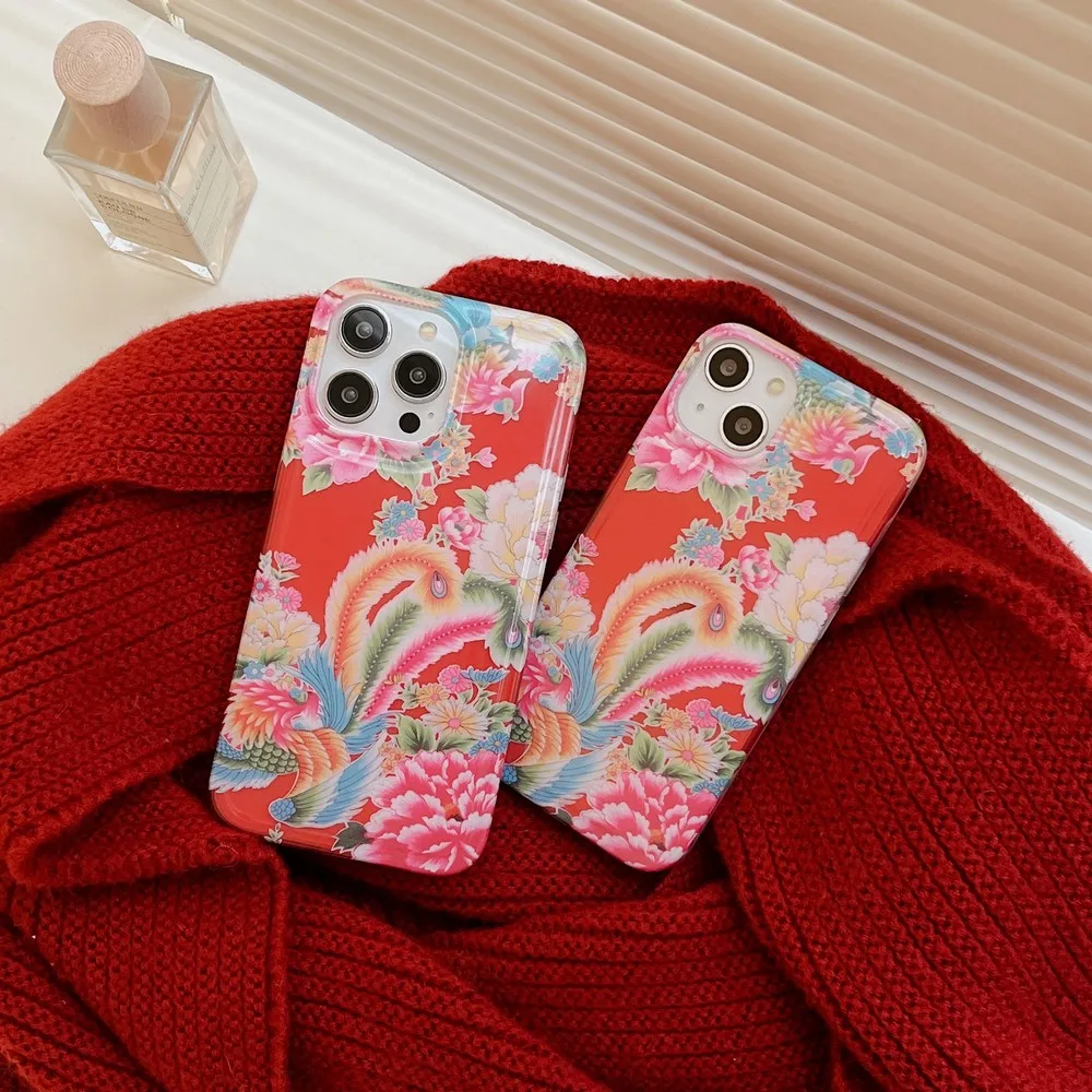 

Auspicious Phoenix Pattern IMD Phone Case For iphone 14 14Pro 14ProMax 11ProMax 11 12Pro 12 13ProMax 13Pro 13 Soft Shell