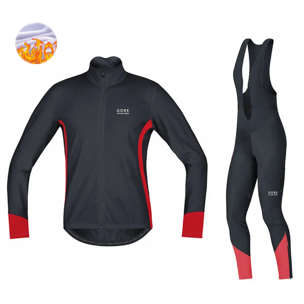 

Winter GORE Bicycle Sets Men's Thick Thermal Fleece Cycling Clothing Pro Team Jacket Hot Long Sleeves Wool Tops Road Bike Suits