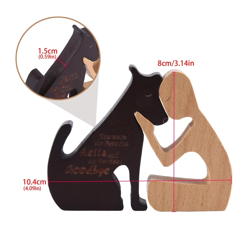 Деревянная семейная статуя собаки деревянное украшение ручной работы