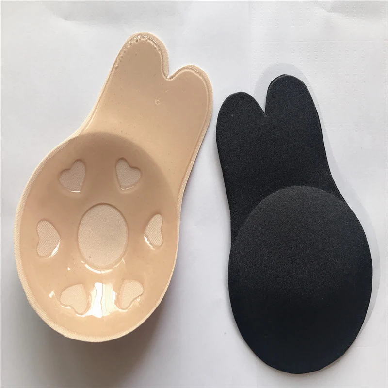 Invisible Silicone Adhesive Breast Patches Strapless Backless Lift Non-woven Fabric Nipple Cover Bras Rabbit Ear Chest Stickers