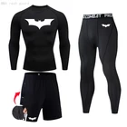 Мужское спортивное термобелье, спортивное компрессионное белье, колготки для тренировок в тренажерном зале, быстросохнущая Влагоотводящая одежда, S-4XL костюм для бега