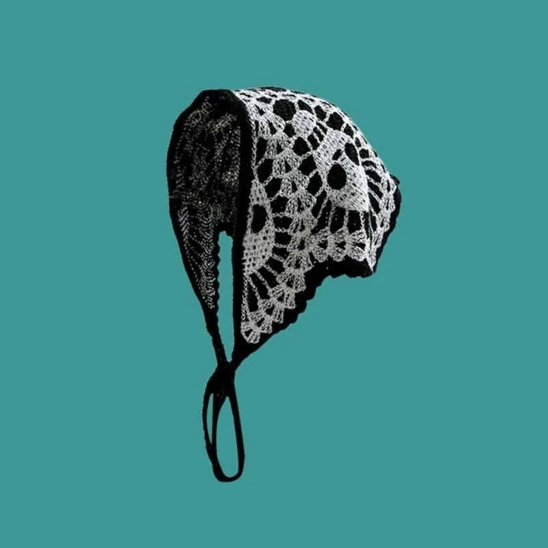 Вязаный крючком шарф для волос с рисунком черепа Повязка на голову Банданы 2000-х