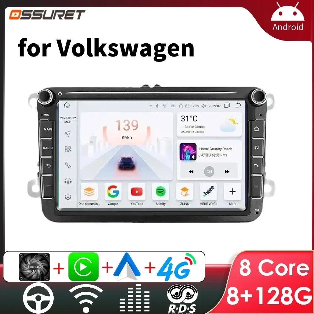 Фото Автомагнитола 2 Din для VW, мультимедийная стерео-система на Android, с GPS, для Volkswagen, Skoda Octavia, Golf 5, 6, Touran, Passat B6, Polo, Jetta, Amarok №1