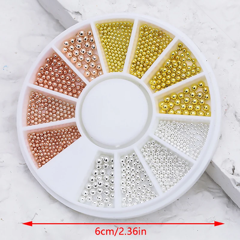 Мини-маленькие икра из нержавеющей стали бусины для дизайна ногтей серебро