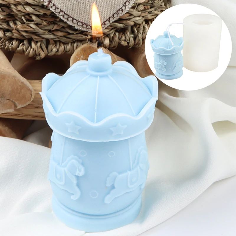 

Large Carousel Silicone Candle Mold Handmade Aromatherapy Gypsum Soap Resin Chocolate Baking Mold Party Gifts Wedding Souvenirs