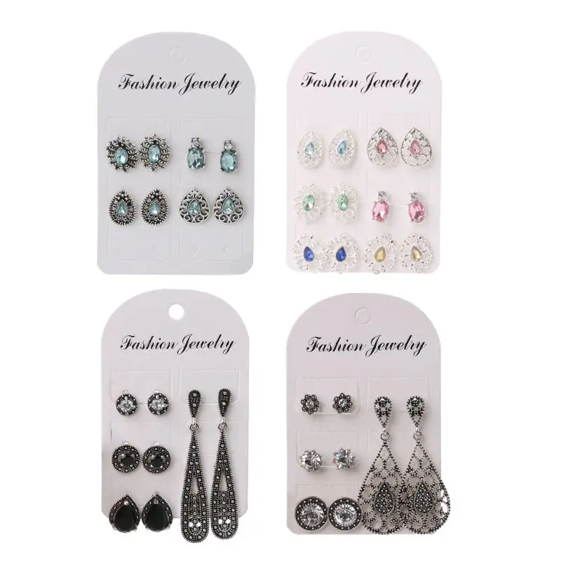 

Boho Crystal Stone Earrings Fashion Piercing Earrings Glass Ear Stud
