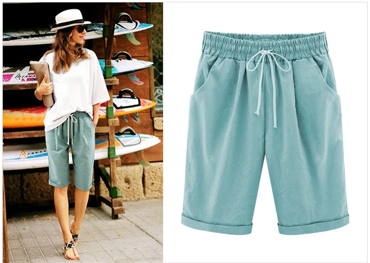 women's 100kg fat shorts loose summer casual pants female five-point pants thin outside wear short pants large size