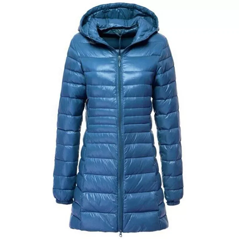 

New2022 Winter Jackets Women White Duck Down Long Jacket Female Padded Hooded Parkas Ultra Light Portable Down Coats Casacos
