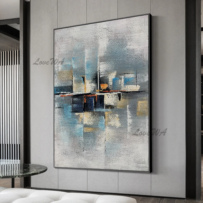 

Качественная абстрактная акриловая живопись ручной работы, украшение для спальни, новая настенная Картина на холсте, картина, искусство, без рамы, художественное оформление в подарок