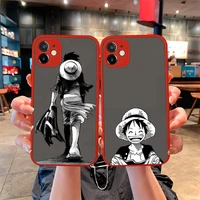 anime one piece luffy zoro phone case for iphone 12 11 pro mini max xs x 8 7 plus se 2020 xr matte transparent light red cover