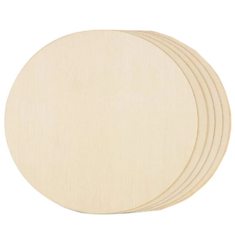 

12-дюймовый неполированный деревянный круг для рукоделия и украшения дома, 5 шт., чистая деревянная круглая рукоделие