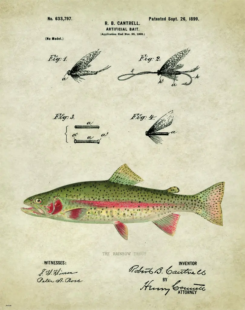 

Vintage Fishing Lures Art print Silk poster Home Wall Decor
