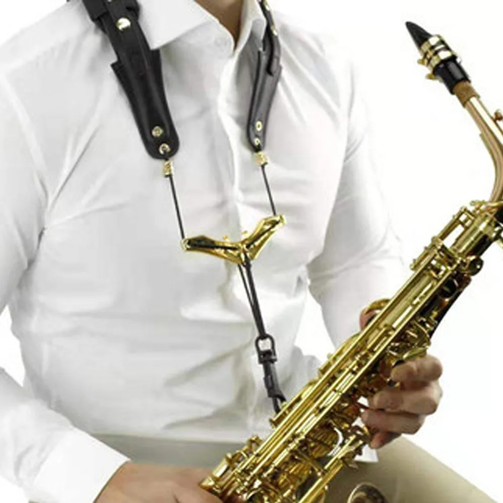 

1pc Saxophone Strap Accessories Adjustable Black For Tenor Alto Saxs Leather Hot Sale Useful Best High Quality