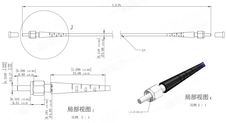 Оптоволоконный патч-кабель SMA905 оптоволоконный спектрометр Raman FSMA905 UV-VIS-NIR Core 105um