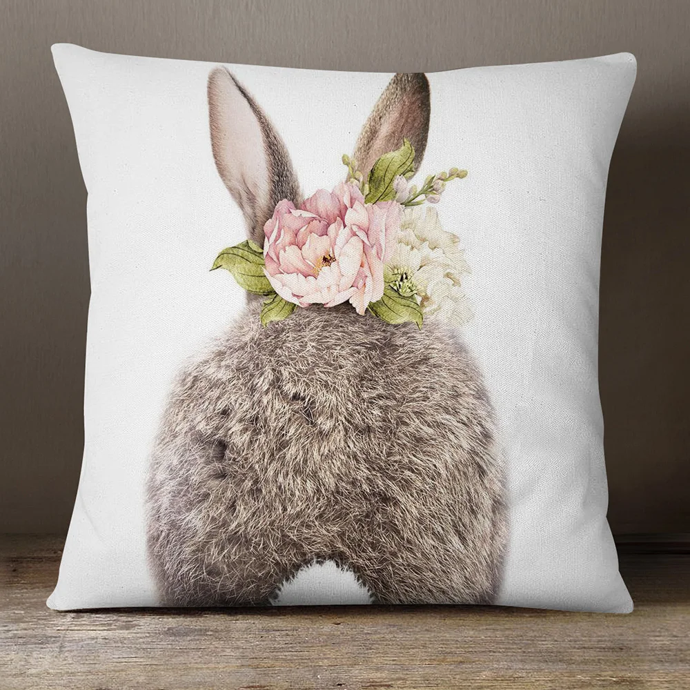 Ручная роспись животные кролик цветочный счастливая Пасха наволочки для подушки