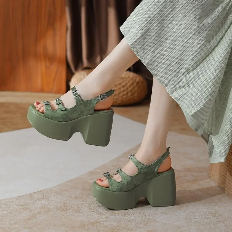 Женские сандалии на танкетке 10 см Повседневные Удобные босоножки гладиаторская