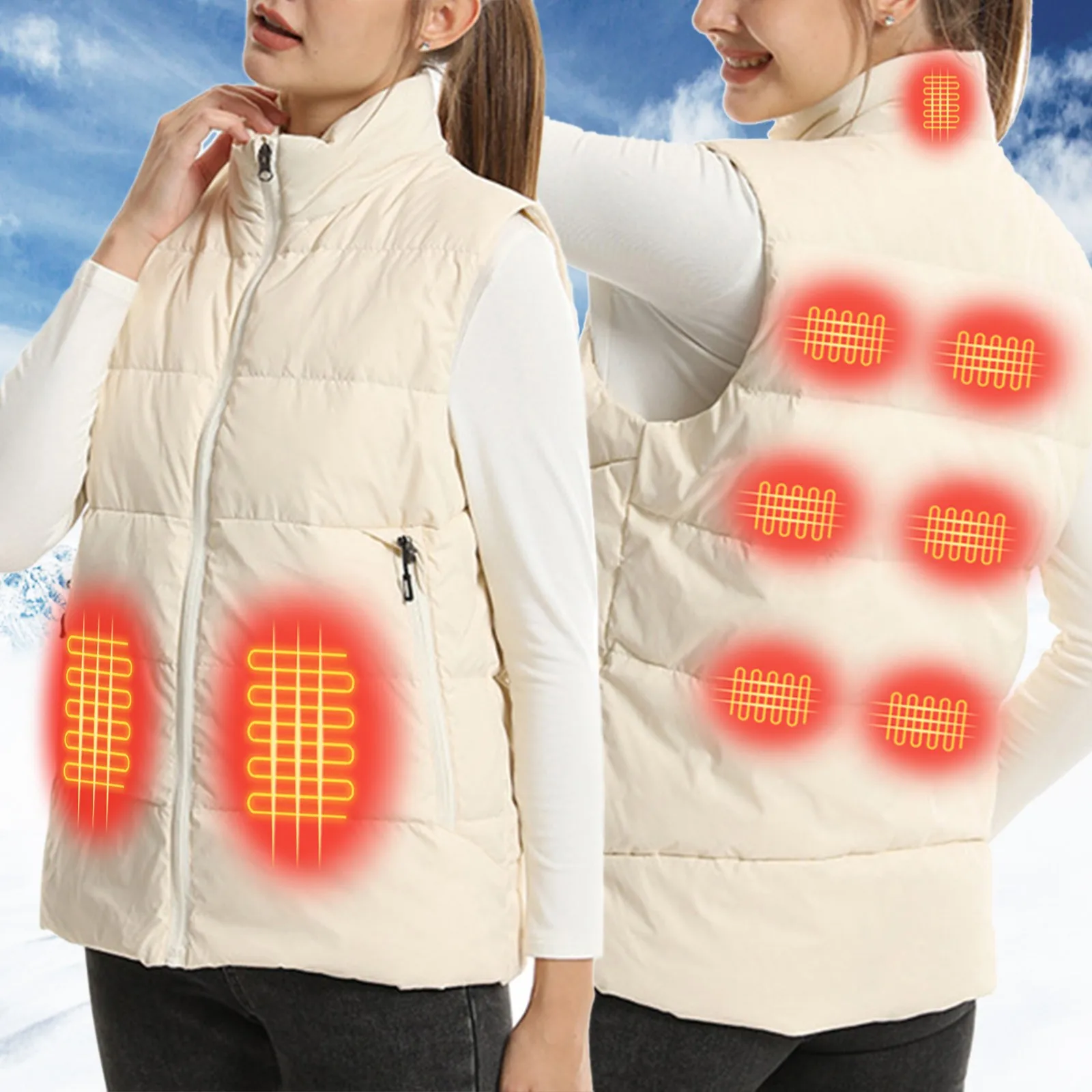 

Heating Vest Smart Usb 11 Piece Male And Female Charging Heating Vest Cotton Outdoor Clothing Preppy Style American retro