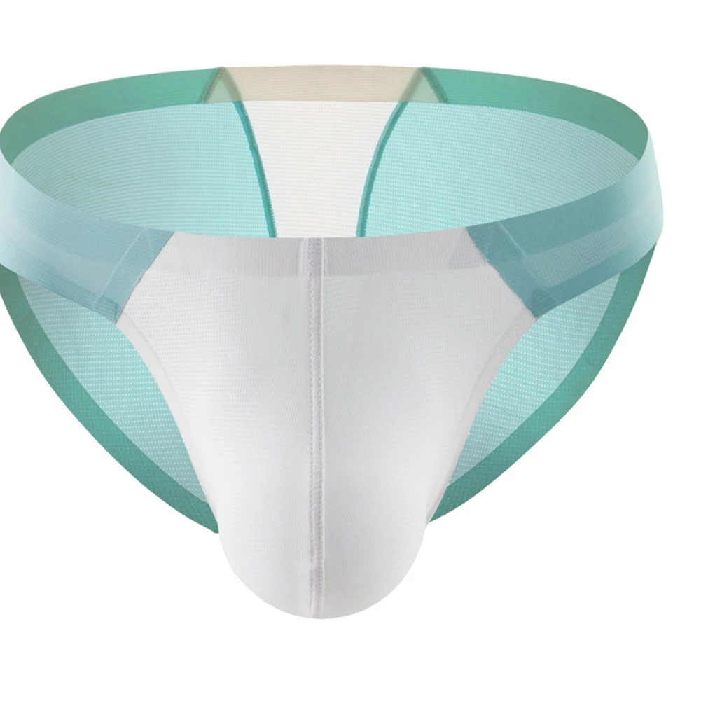

Men Color Block Briefs Ice Silk Underwear Seamless Panties Summer Thin Underpants Breathable Silky Panties Soft Comfy Lingerie