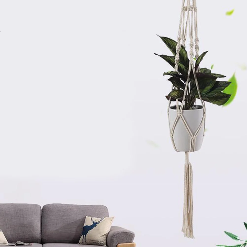

2pcs Flowerpot String Bag Rope Hanging Green Net Bag for Store Pots