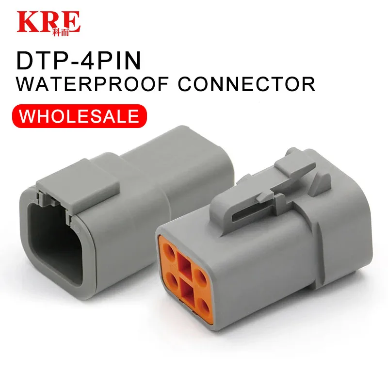 

KRE 1Set DTP04-4P-4S Deutsch Type Automotive Connector DT04-4P Waterproof 4Pin Harness Plug For Car Motor With Pins 22-16AWG
